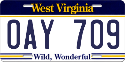 WV license plate OAY709