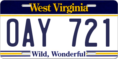 WV license plate OAY721