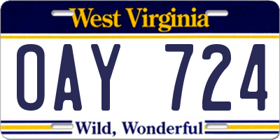 WV license plate OAY724