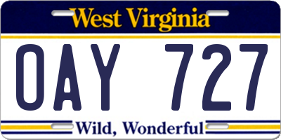WV license plate OAY727