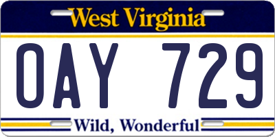 WV license plate OAY729