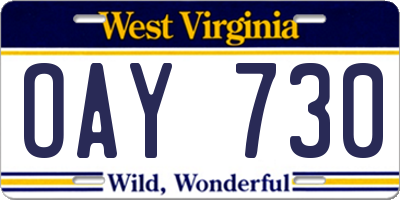 WV license plate OAY730