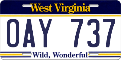 WV license plate OAY737