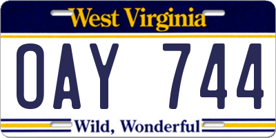 WV license plate OAY744