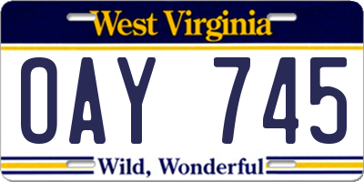 WV license plate OAY745