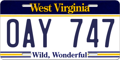 WV license plate OAY747