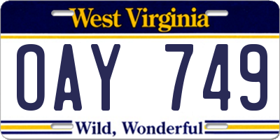 WV license plate OAY749