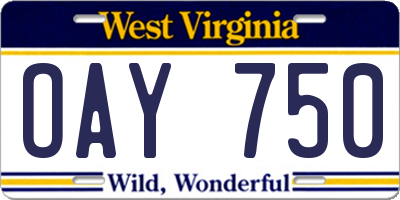 WV license plate OAY750
