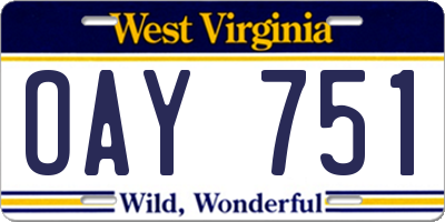 WV license plate OAY751