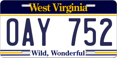 WV license plate OAY752