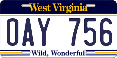 WV license plate OAY756
