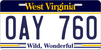 WV license plate OAY760