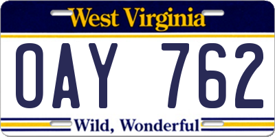WV license plate OAY762