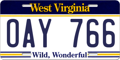 WV license plate OAY766