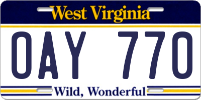 WV license plate OAY770