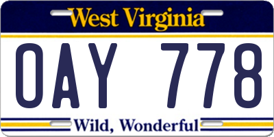 WV license plate OAY778