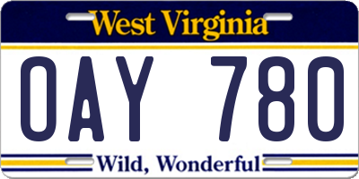 WV license plate OAY780