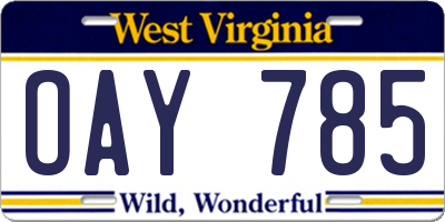 WV license plate OAY785