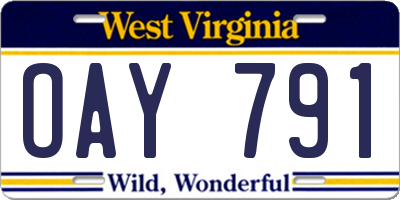 WV license plate OAY791