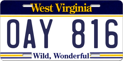 WV license plate OAY816