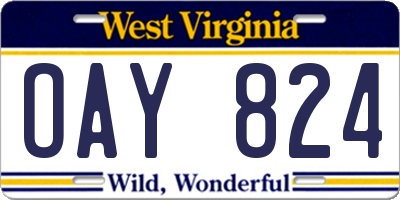 WV license plate OAY824