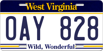WV license plate OAY828