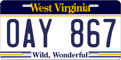 WV license plate OAY867