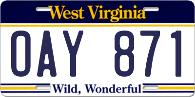WV license plate OAY871