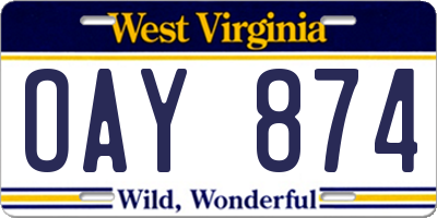 WV license plate OAY874