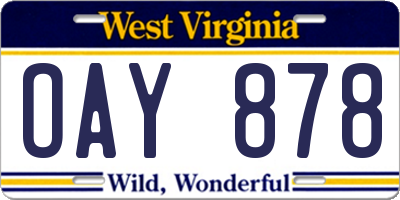 WV license plate OAY878