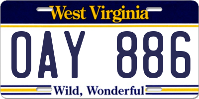 WV license plate OAY886