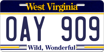 WV license plate OAY909