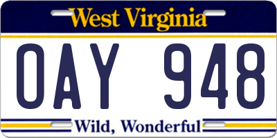 WV license plate OAY948