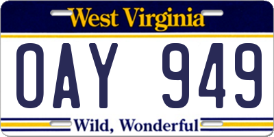 WV license plate OAY949