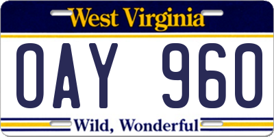WV license plate OAY960