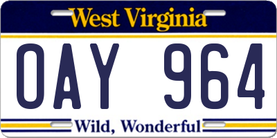 WV license plate OAY964