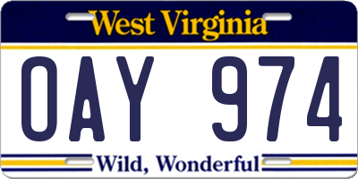 WV license plate OAY974