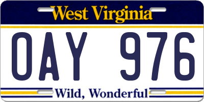 WV license plate OAY976