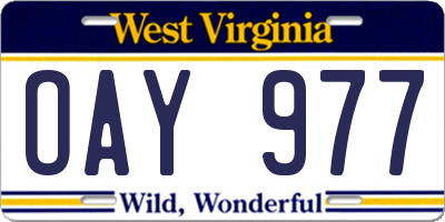 WV license plate OAY977