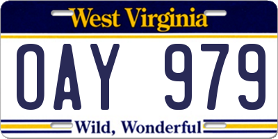 WV license plate OAY979