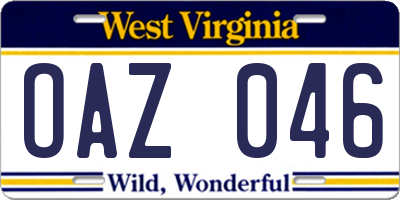 WV license plate OAZ046