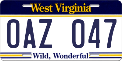 WV license plate OAZ047