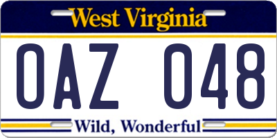 WV license plate OAZ048