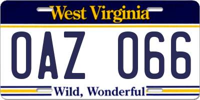 WV license plate OAZ066