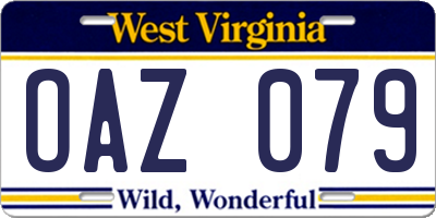 WV license plate OAZ079