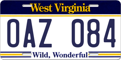 WV license plate OAZ084