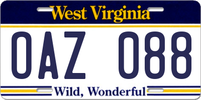 WV license plate OAZ088