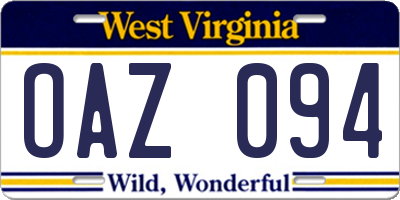 WV license plate OAZ094