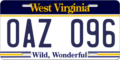 WV license plate OAZ096
