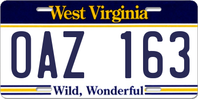 WV license plate OAZ163
